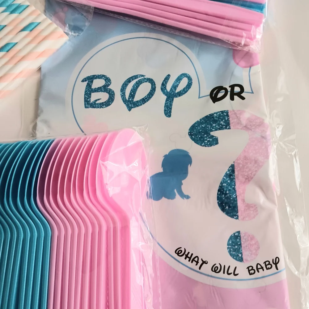 Disney Gender Reveal Tableware Set - Pink and Blue